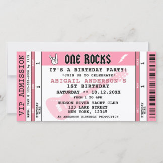 ONE ROCKS CONCERT TICKET 1ST BIRTHDAY INVITATION