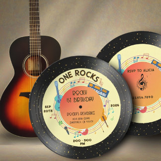 One Rocks First Birthday Invitation – Born to Rock