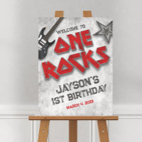 One Rocks - First Birthday Welcome Sign