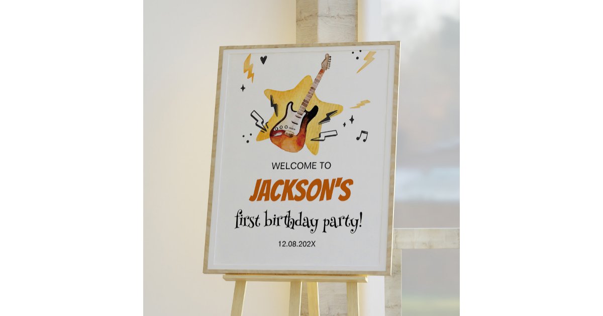 One Rocks Guitar Birthday Party Welcome Sign | Zazzle