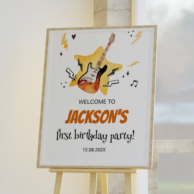 One Rocks Guitar Birthday Party Welcome Sign (Creator Uploaded)