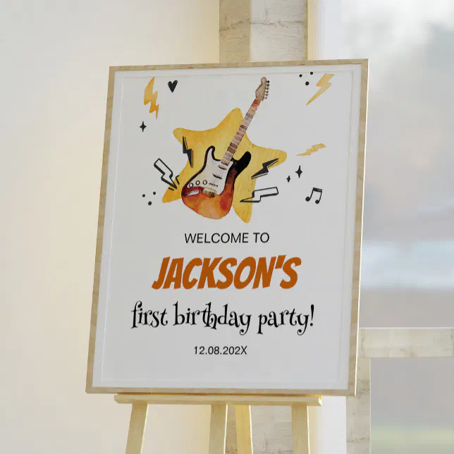 One Rocks Guitar Birthday Party Welcome Sign | Zazzle