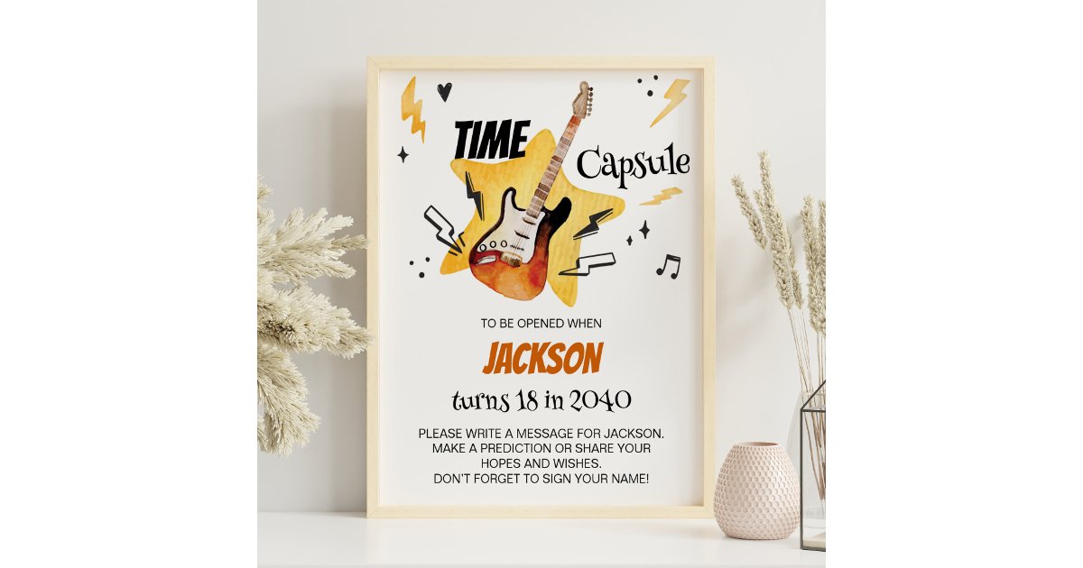 One Rocks Guitar Birthday Time Capsule Sign | Zazzle