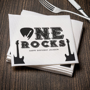 One Rocks Guitar Pick 1st Birthday Party Napkins