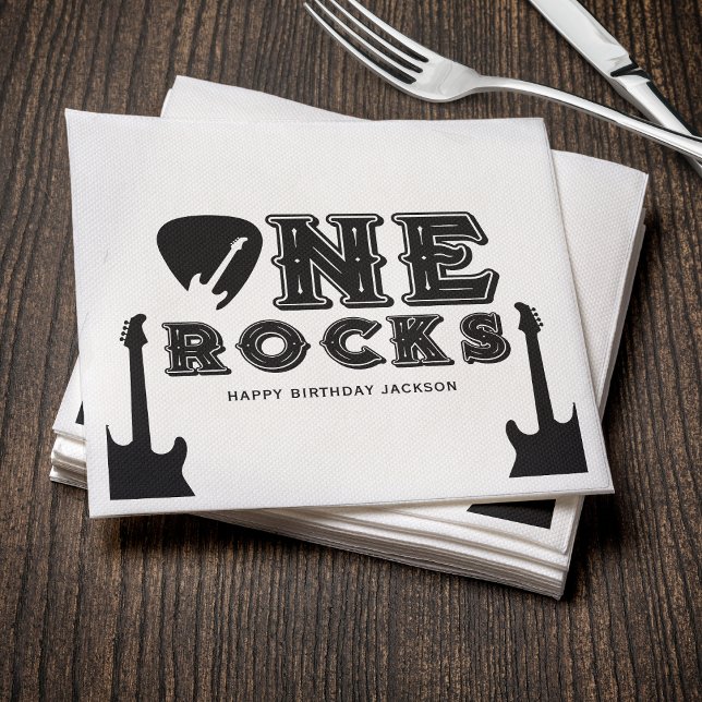 One Rocks Guitar Pick 1st Birthday Party Napkins (Creator Uploaded)