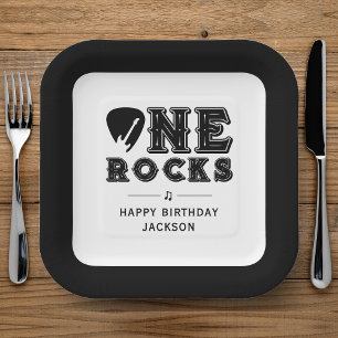 One Rocks Guitar Pick 1st Birthday Party Paper Plates