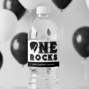 One Rocks Guitar Pick 1st Birthday Party Water Bottle Label