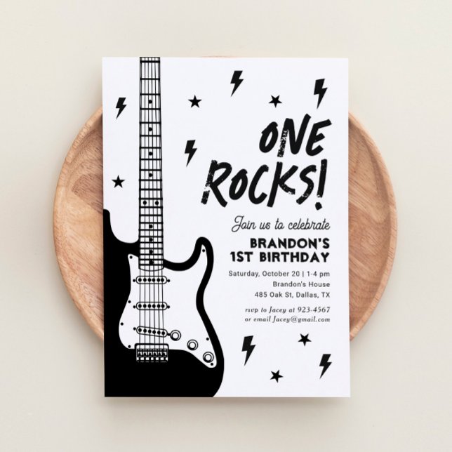 One Rocks Guitar Rock and Roll 1st Birthday Invitation (Creator Uploaded)
