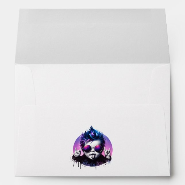 "One Rocks!" Rock On Baby Birthday Party Envelope (Back (Bottom))