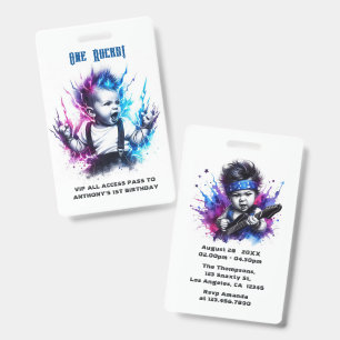 One Rocks! Rock Star VIP Pass 1st Birthday Badge