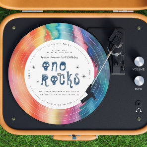 One Rocks | Tie Dye Rock'n'roll Vinyl Record Invitation