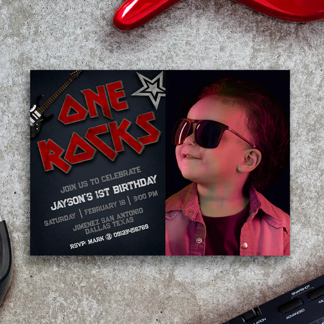 One Rocks with Picture - 1st Birthday Invitation | Zazzle