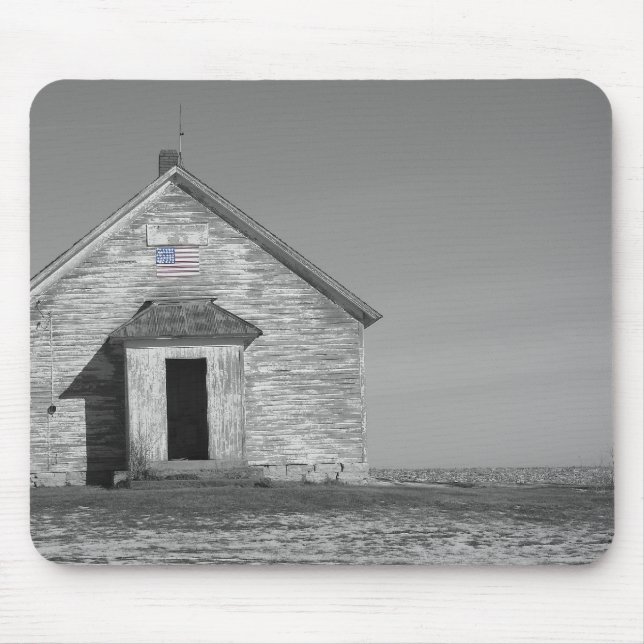 One Room School in Black and White Selective Color Mouse Pad (Front)