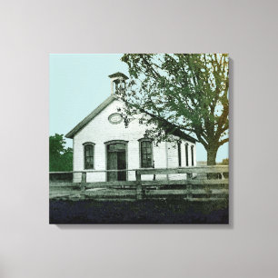 ONE ROOM SCHOOL SCHOOLHOUSE WATERCOLOR PHOTOGRAPH CANVAS PRINT