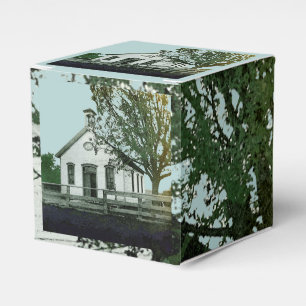 ONE ROOM SCHOOL SCHOOLHOUSE WATERCOLOR TEACHER FAVOR BOXES