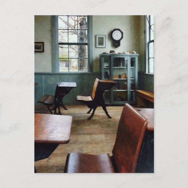 One Room Schoolhouse With Clock Postcard (Front)