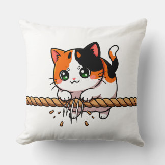 One rope. One cat. Zero regrets. Throw Pillow