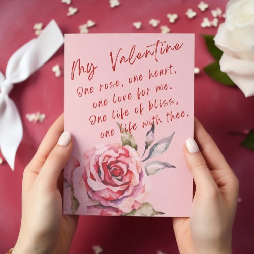 One Rose One Heart Love And Bliss Valentines Card