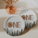 One Rustic Green Trees 1st Birthday  Paper Plates<br><div class="desc">Rustic "one" 1st birthday party paper plates.</div>