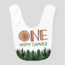 One-Rustic Wood Boys 1st Birthday Baby Bib