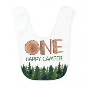 One-Rustic Wood Boys 1st Birthday Baby Bib