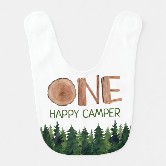 One-Rustic Wood Boys 1st Birthday Baby Bib (Front)