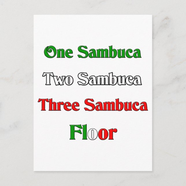 One Sambuca Postcard (Front)