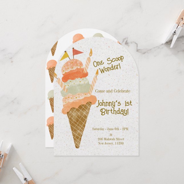 One Scoop Wonder! Invitation (Front/Back In Situ)