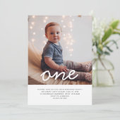 One Script Photo First Birthday Invitation  (Standing Front)