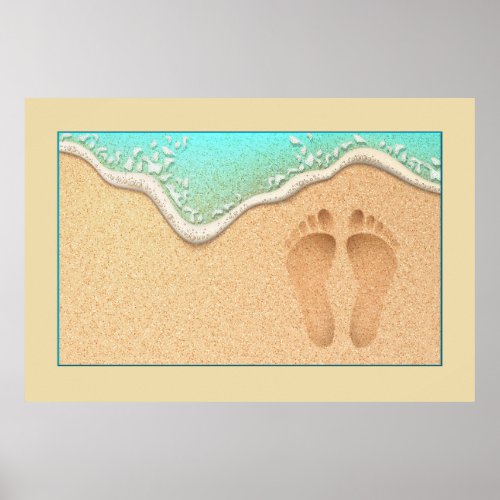 One Set of Footprints in the Sand  Poster