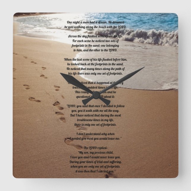 One Set Of Footprints Square Wall Clock (Front)