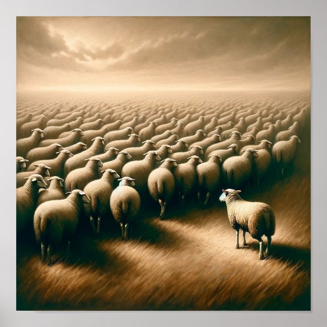 One Sheep Jesus Leaves the 99 For Christian Art Poster (Front)