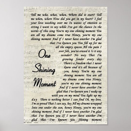 One Shining Moment Vintage Script Song Lyric Print