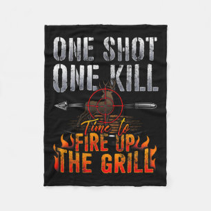One Shot One Kill Fire Grill Deer Hunting Fleece Blanket