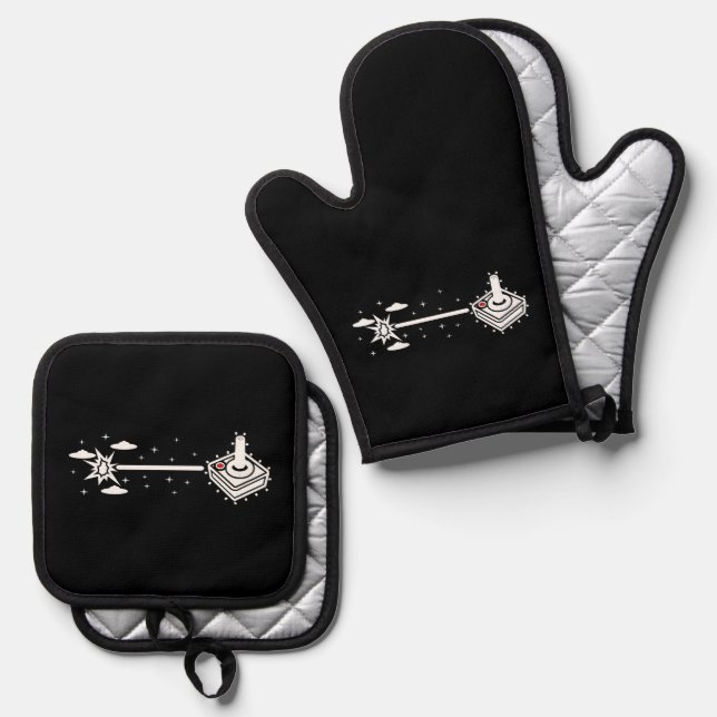 One Shot Warrior Oven Mitt & Pot Holder Set (Front/Back)