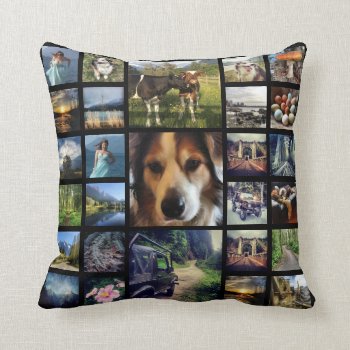 One Side 27 Instagram Photo Collage Black Throw Pillow by PartyHearty at Zazzle