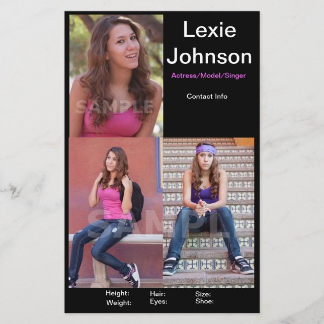 One Side HeadShot Comp Card For Models or Actor Flyer (Front)