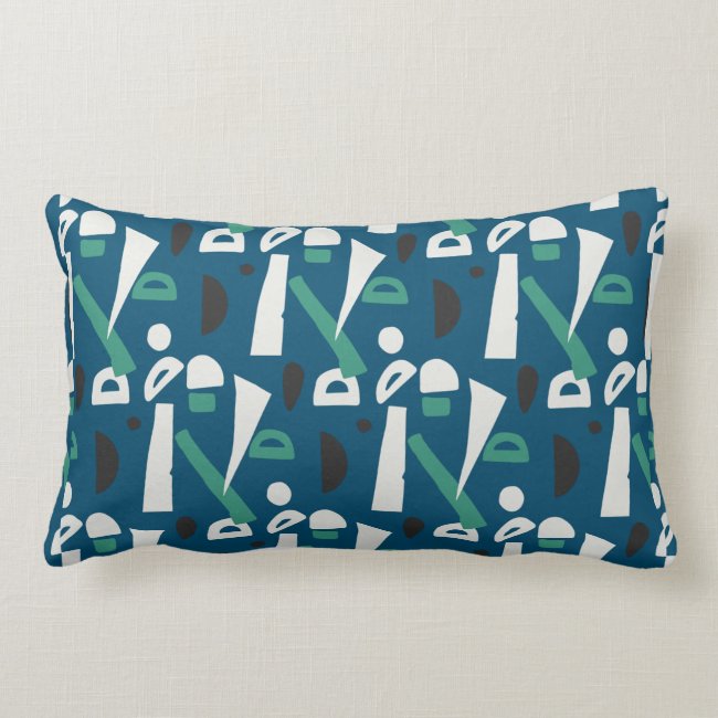 One Side Plain and Ocean Blue Pattern Pillow