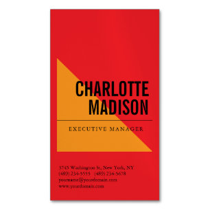 One Sided Retro Red Fancy Trendy Minimalist Plain Business Card Magnet