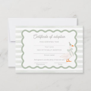 One Silly Goose 1st Birthday Adoption Certificate Invitation