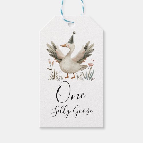 One Silly Goose 1st Birthday Cute Watercolor Gift Tags