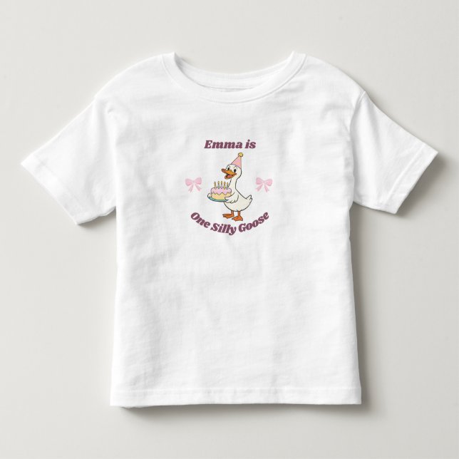 One Silly Goose 1st Birthday Girl Birthday Party  Toddler T-shirt (Front)