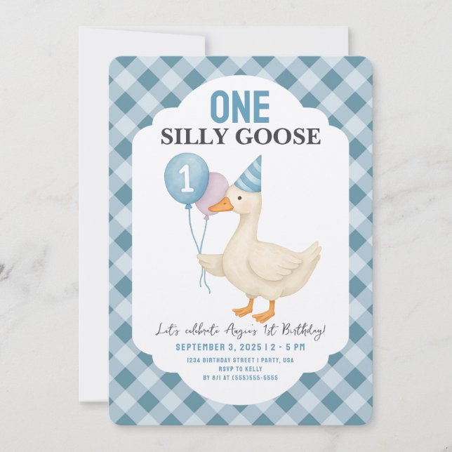 One Silly Goose 1st Birthday  Invitation (Front)