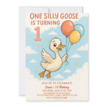ONE Silly Goose 1st Birthday Invitation For Girls