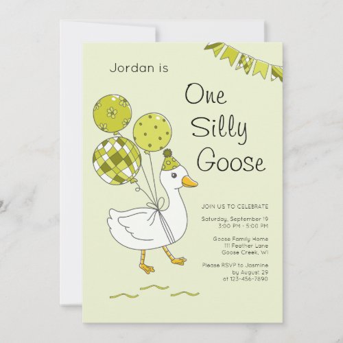 One Silly Goose 1st Birthday Invitations