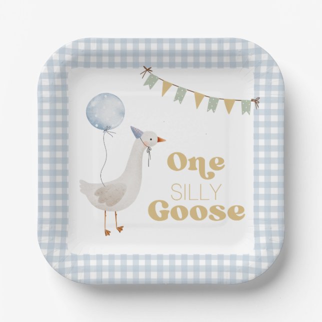 One Silly Goose 1st Birthday  Paper Plates (Front)