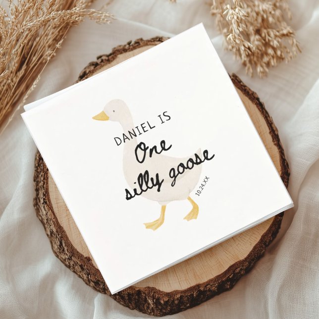 One Silly Goose 1st Birthday Party Favor Napkins (Creator Uploaded)