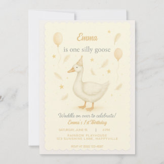 One Silly Goose 1st Birthday Party For Girls Invit Invitation