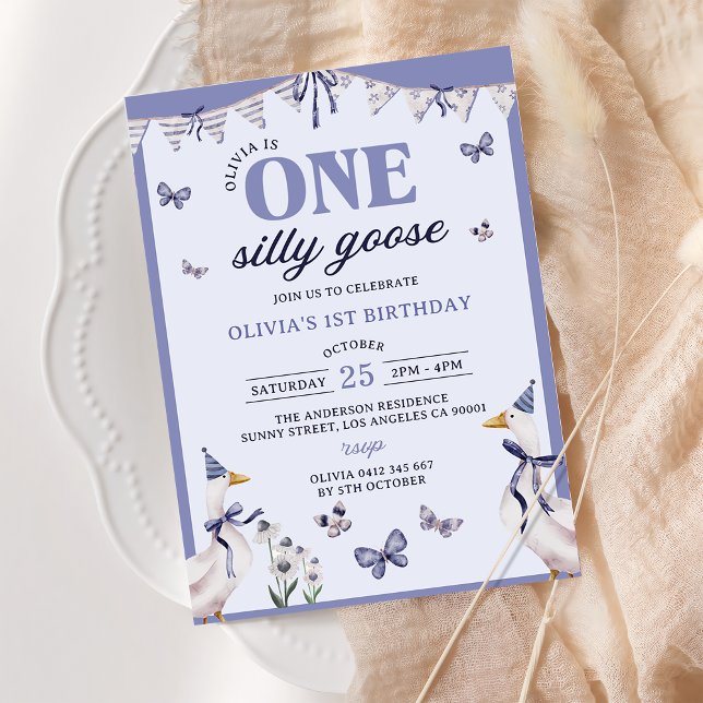 One Silly Goose 1st Birthday Party Invitation (Creator Uploaded)
