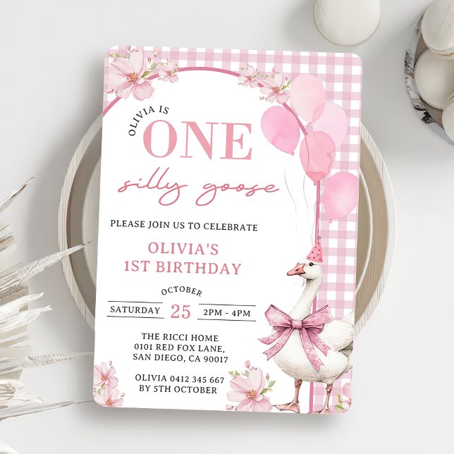 One Silly Goose 1st Birthday Party Invitation (Creator Uploaded)